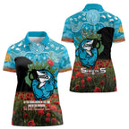 Personalised Sharks Rugby ANZAC Day Women Polo Shirt Last Post Poppy We Will Remember Them
