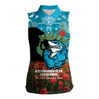 Personalised Sharks Rugby ANZAC Day Women Sleeveless Polo Shirt Last Post Poppy We Will Remember Them