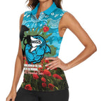 Personalised Sharks Rugby ANZAC Day Women Sleeveless Polo Shirt Last Post Poppy We Will Remember Them