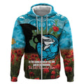 Personalised Sharks Rugby ANZAC Day Zip Hoodie Last Post Poppy We Will Remember Them