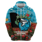 Personalised Sharks Rugby ANZAC Day Zip Hoodie Last Post Poppy We Will Remember Them