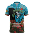 Personalised Sharks Rugby ANZAC Day Zipper Polo Shirt Last Post Poppy We Will Remember Them