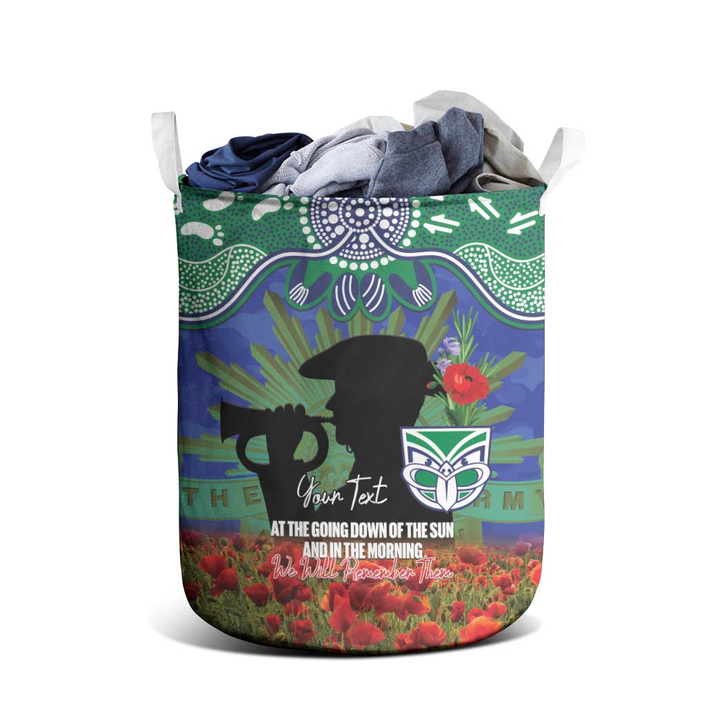 Personalised NZ Warriors Rugby ANZAC Day Laundry Basket Last Post Poppy We Will Remember Them