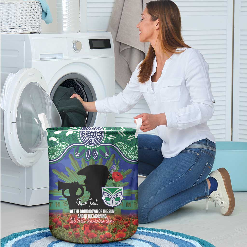 Personalised NZ Warriors Rugby ANZAC Day Laundry Basket Last Post Poppy We Will Remember Them