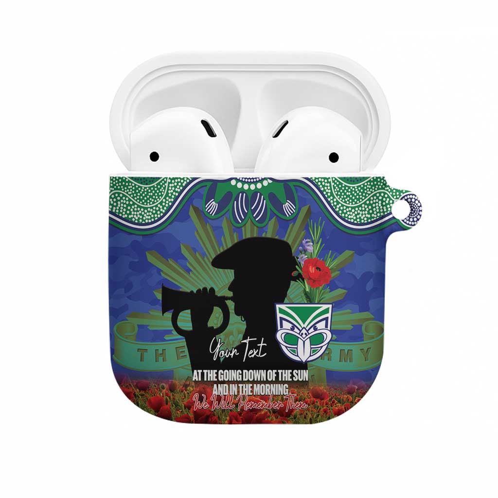 Personalised NZ Warriors Rugby ANZAC Day AirPods Case Last Post Poppy We Will Remember Them