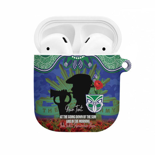 Personalised NZ Warriors Rugby ANZAC Day AirPods Case Last Post Poppy We Will Remember Them