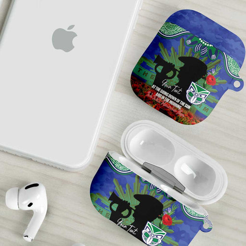 Personalised NZ Warriors Rugby ANZAC Day AirPods Case Last Post Poppy We Will Remember Them