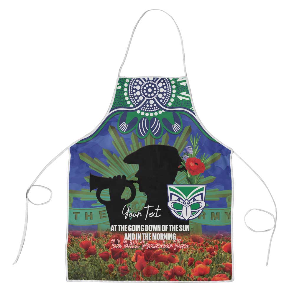 Personalised NZ Warriors Rugby ANZAC Day Apron Last Post Poppy We Will Remember Them