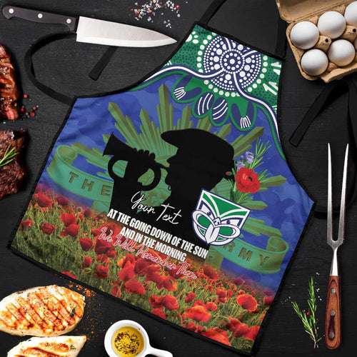 Personalised NZ Warriors Rugby ANZAC Day Apron Last Post Poppy We Will Remember Them