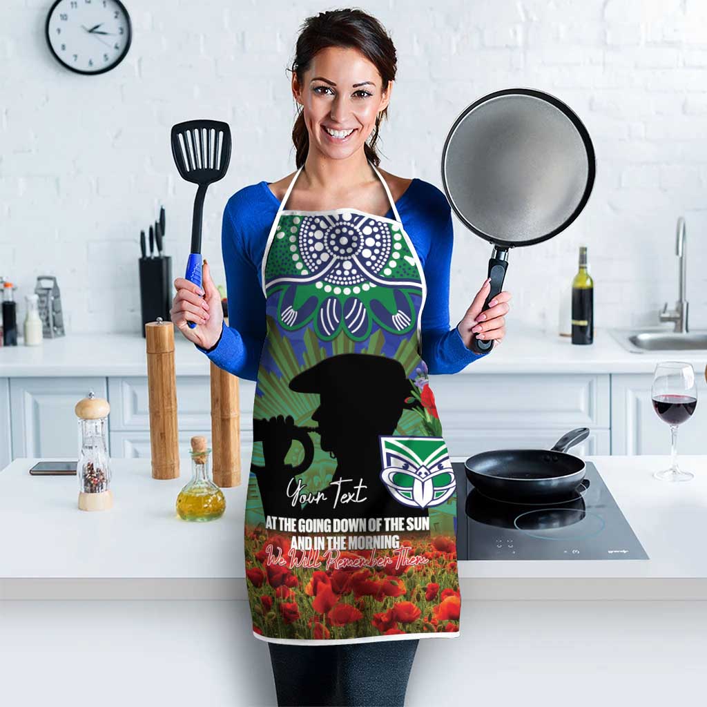 Personalised NZ Warriors Rugby ANZAC Day Apron Last Post Poppy We Will Remember Them