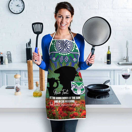 Personalised NZ Warriors Rugby ANZAC Day Apron Last Post Poppy We Will Remember Them
