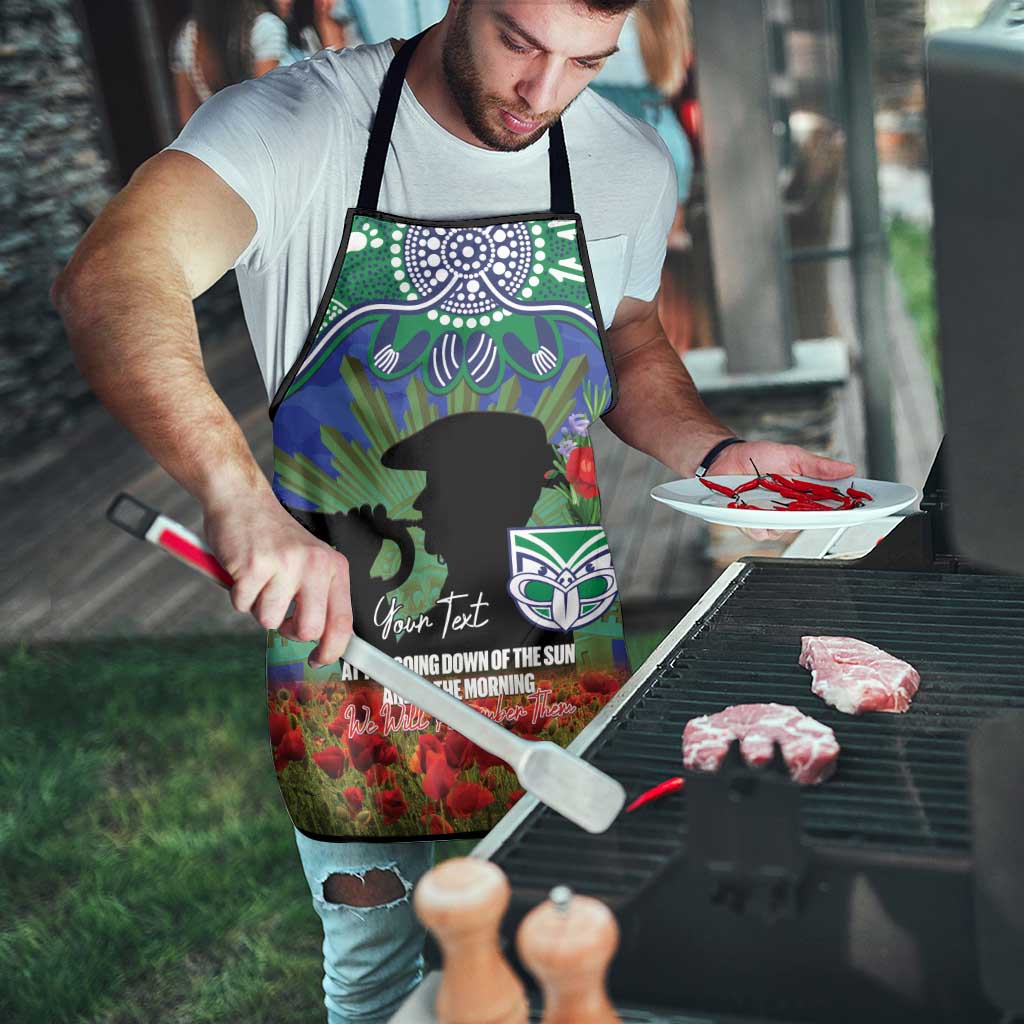 Personalised NZ Warriors Rugby ANZAC Day Apron Last Post Poppy We Will Remember Them