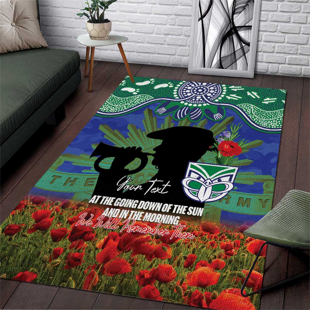 Personalised NZ Warriors Rugby ANZAC Day Area Rug Last Post Poppy We Will Remember Them