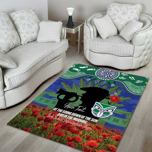 Personalised NZ Warriors Rugby ANZAC Day Area Rug Last Post Poppy We Will Remember Them