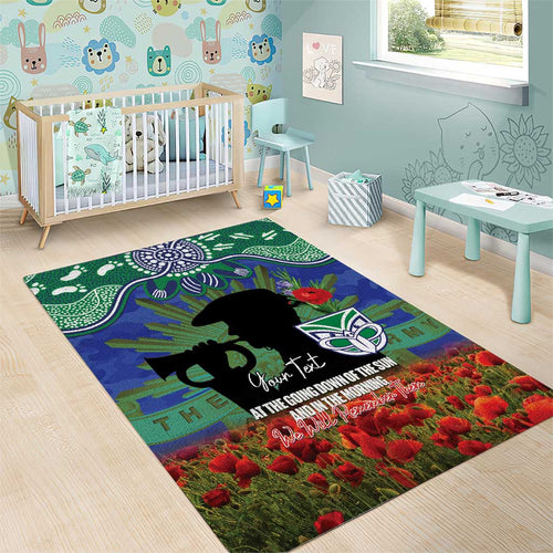Personalised NZ Warriors Rugby ANZAC Day Area Rug Last Post Poppy We Will Remember Them