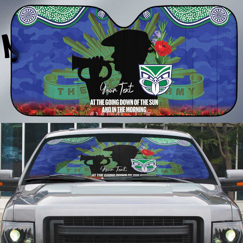 Personalised NZ Warriors Rugby ANZAC Day Auto Sun Shade Last Post Poppy We Will Remember Them