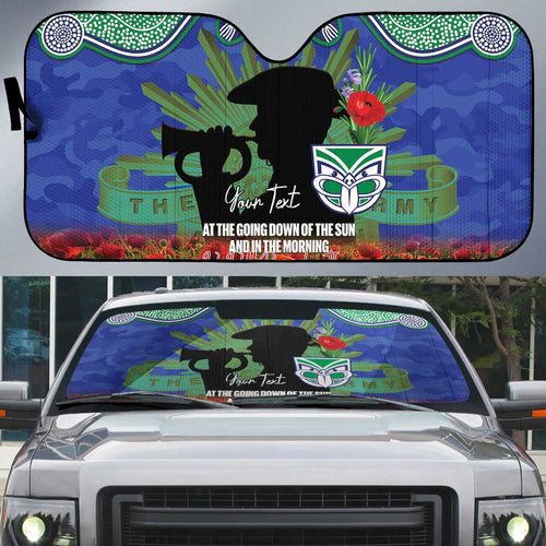 Personalised NZ Warriors Rugby ANZAC Day Auto Sun Shade Last Post Poppy We Will Remember Them