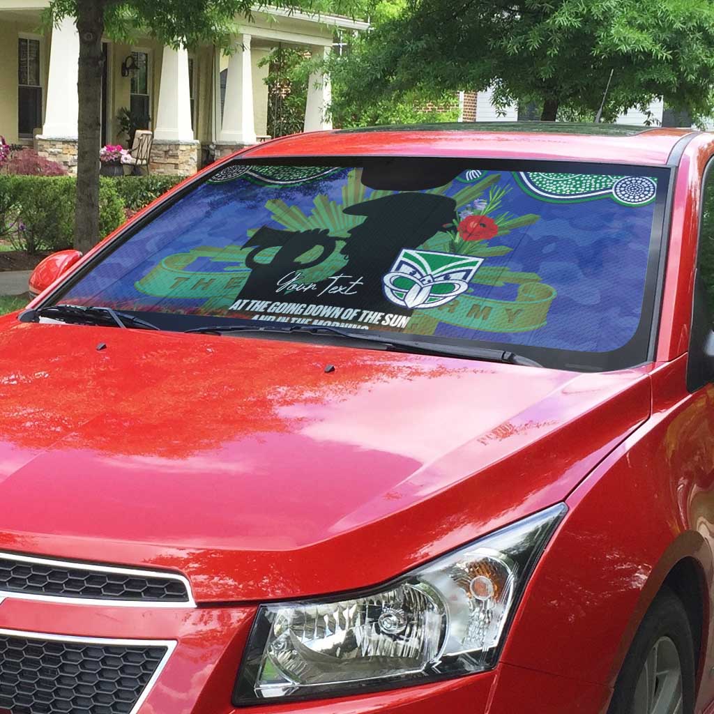 Personalised NZ Warriors Rugby ANZAC Day Auto Sun Shade Last Post Poppy We Will Remember Them