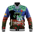 Personalised NZ Warriors Rugby ANZAC Day Baseball Jacket Last Post Poppy We Will Remember Them