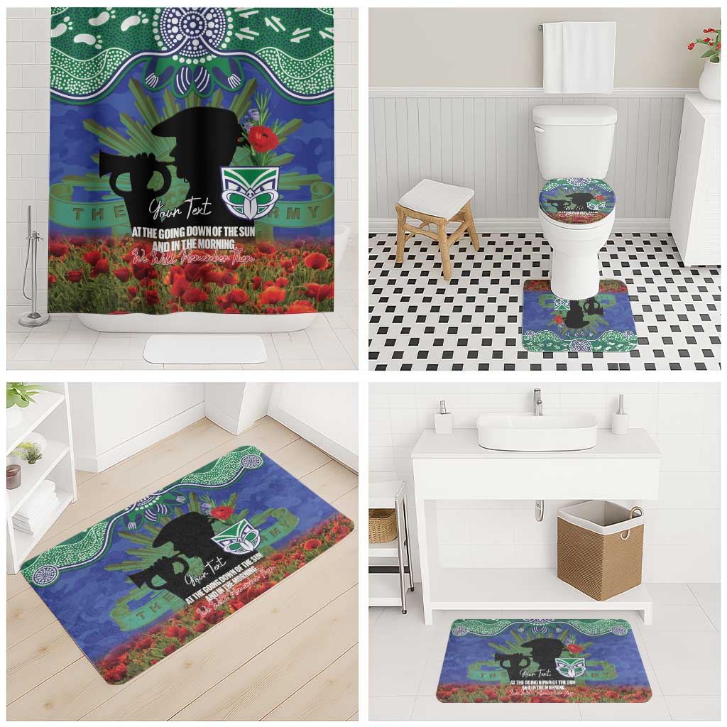 Personalised NZ Warriors Rugby ANZAC Day Bathroom Set Last Post Poppy We Will Remember Them