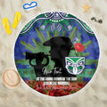 Personalised NZ Warriors Rugby ANZAC Day Beach Blanket Last Post Poppy We Will Remember Them