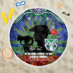 Personalised NZ Warriors Rugby ANZAC Day Beach Blanket Last Post Poppy We Will Remember Them