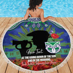 Personalised NZ Warriors Rugby ANZAC Day Beach Blanket Last Post Poppy We Will Remember Them