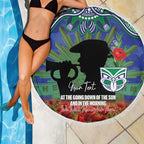 Personalised NZ Warriors Rugby ANZAC Day Beach Blanket Last Post Poppy We Will Remember Them