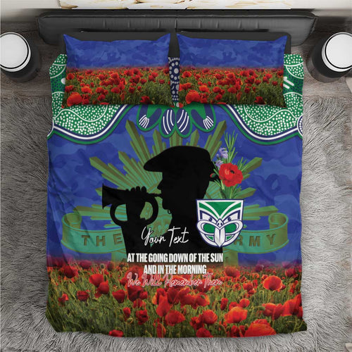 Personalised NZ Warriors Rugby ANZAC Day Bedding Set Last Post Poppy We Will Remember Them