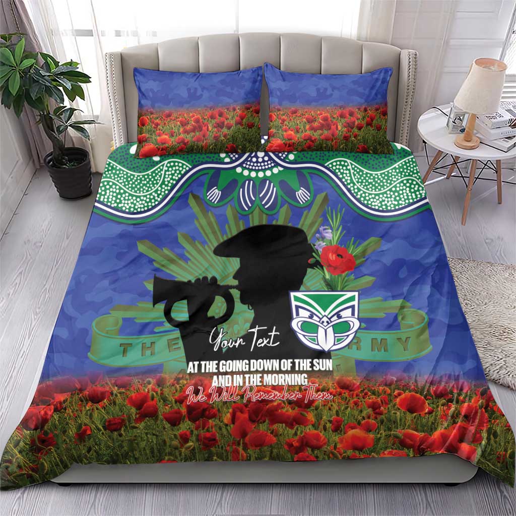 Personalised NZ Warriors Rugby ANZAC Day Bedding Set Last Post Poppy We Will Remember Them