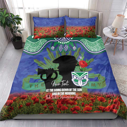 Personalised NZ Warriors Rugby ANZAC Day Bedding Set Last Post Poppy We Will Remember Them