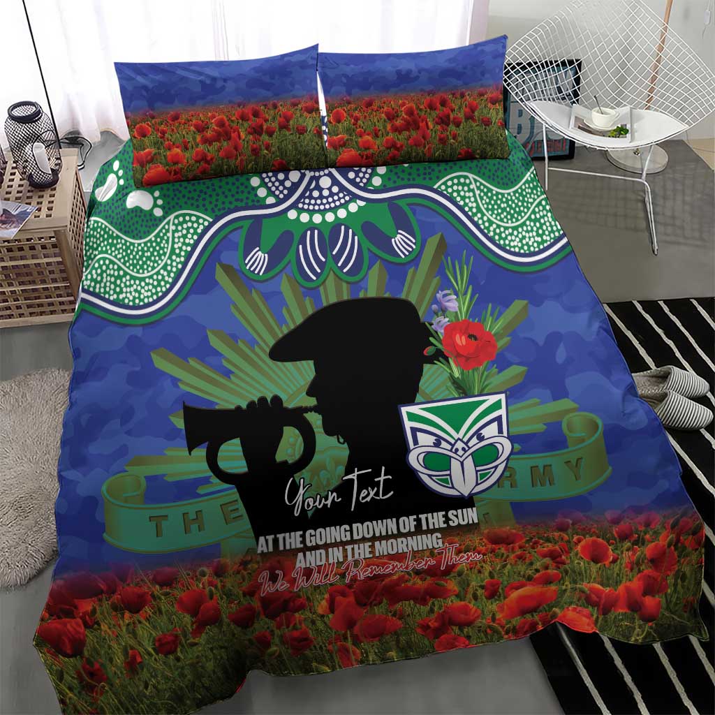 Personalised NZ Warriors Rugby ANZAC Day Bedding Set Last Post Poppy We Will Remember Them
