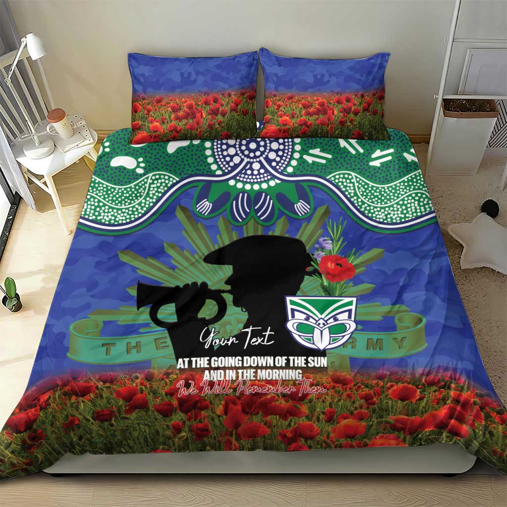 Personalised NZ Warriors Rugby ANZAC Day Bedding Set Last Post Poppy We Will Remember Them