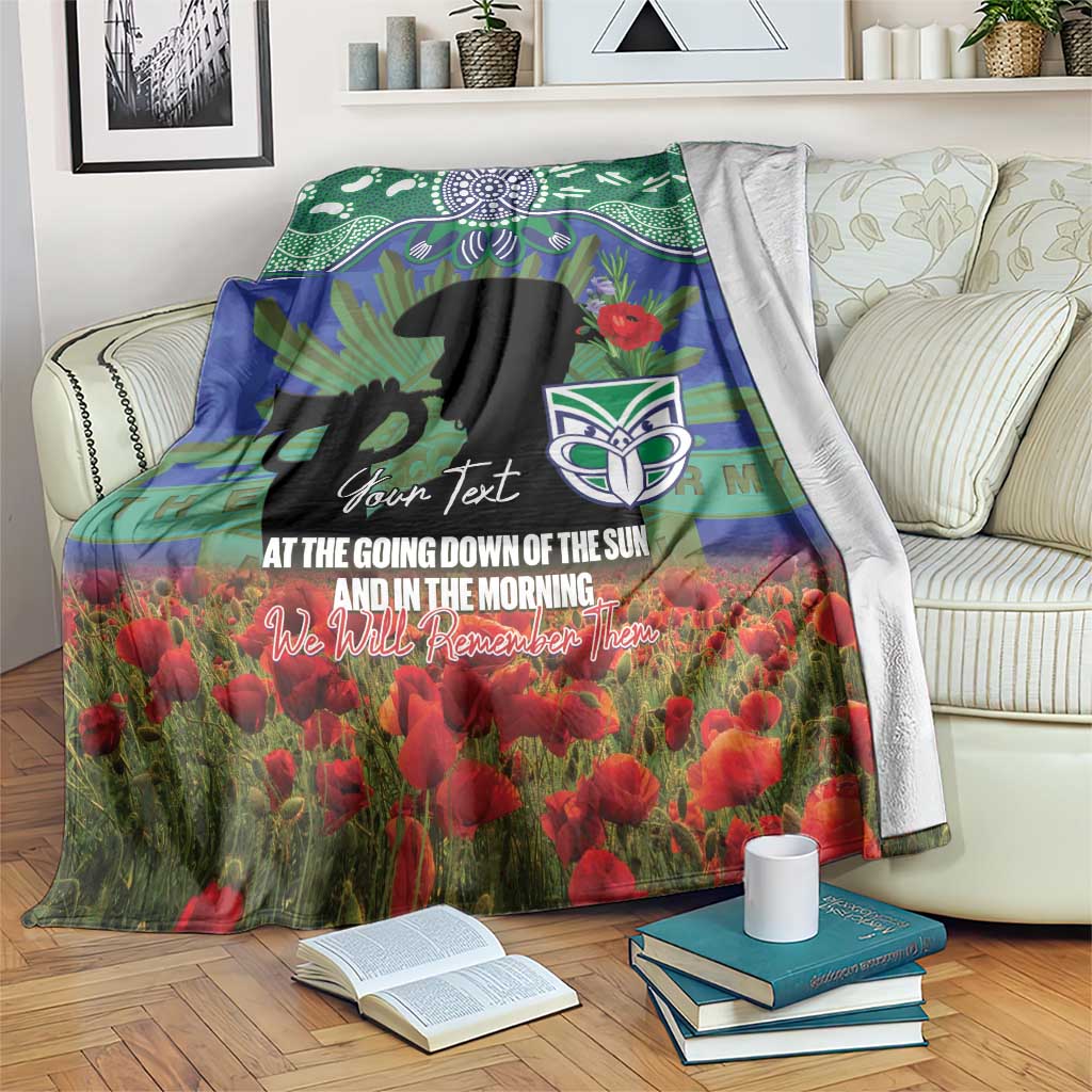 Personalised NZ Warriors Rugby ANZAC Day Blanket Last Post Poppy We Will Remember Them