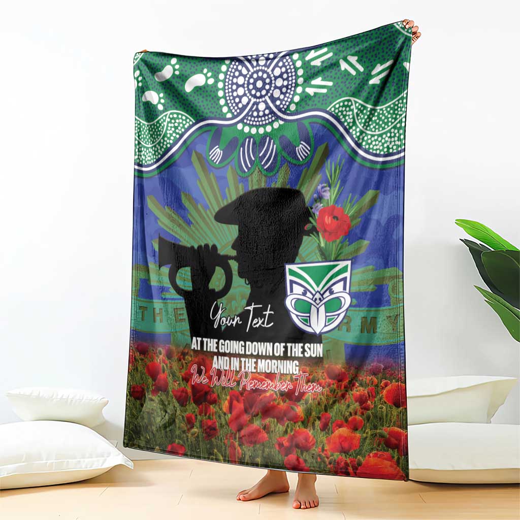 Personalised NZ Warriors Rugby ANZAC Day Blanket Last Post Poppy We Will Remember Them