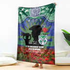 Personalised NZ Warriors Rugby ANZAC Day Blanket Last Post Poppy We Will Remember Them