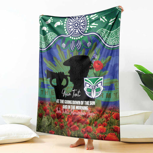 Personalised NZ Warriors Rugby ANZAC Day Blanket Last Post Poppy We Will Remember Them