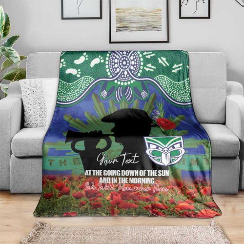 Personalised NZ Warriors Rugby ANZAC Day Blanket Last Post Poppy We Will Remember Them