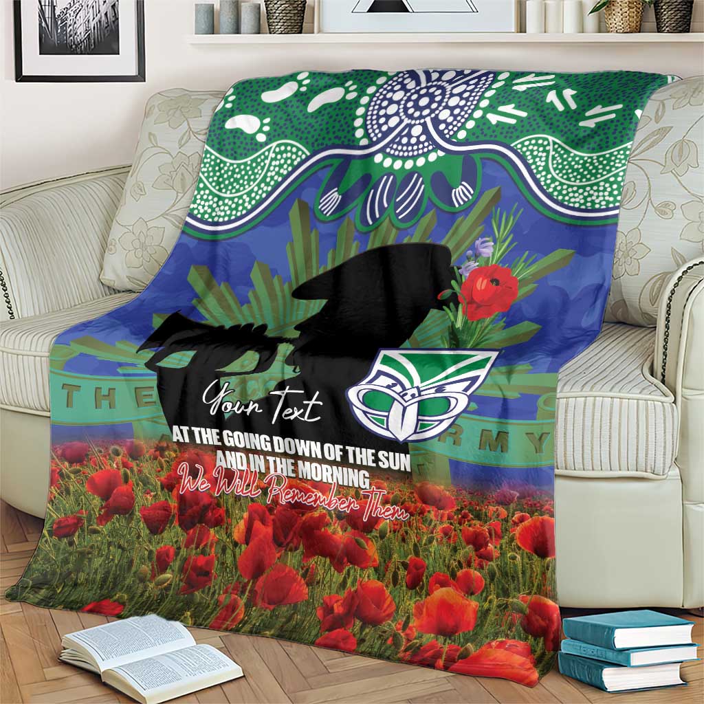 Personalised NZ Warriors Rugby ANZAC Day Blanket Last Post Poppy We Will Remember Them