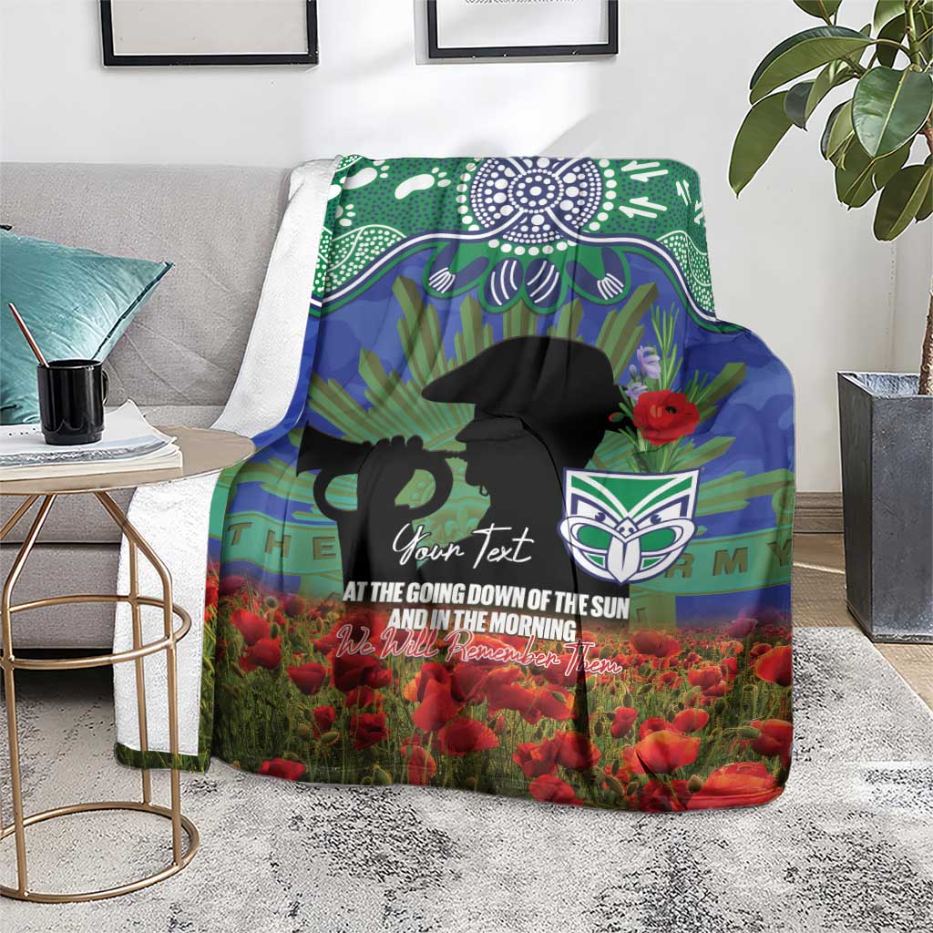 Personalised NZ Warriors Rugby ANZAC Day Blanket Last Post Poppy We Will Remember Them