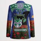 Personalised NZ Warriors Rugby ANZAC Day Blazer Last Post Poppy We Will Remember Them