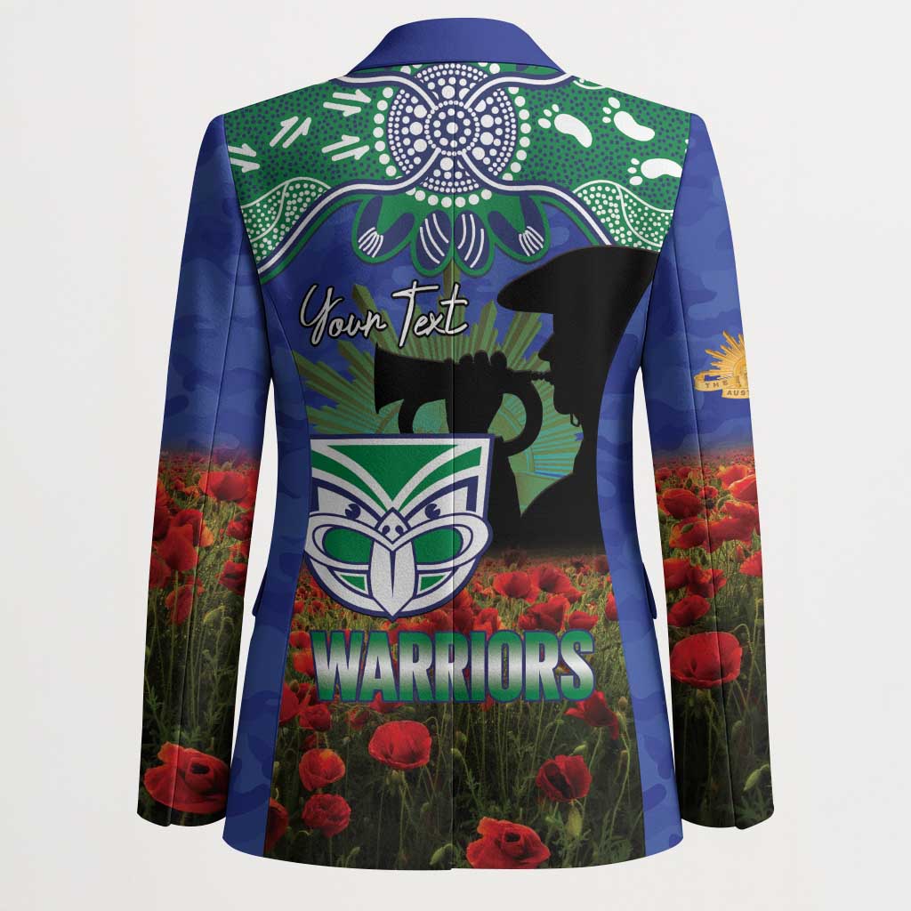 Personalised NZ Warriors Rugby ANZAC Day Blazer Last Post Poppy We Will Remember Them