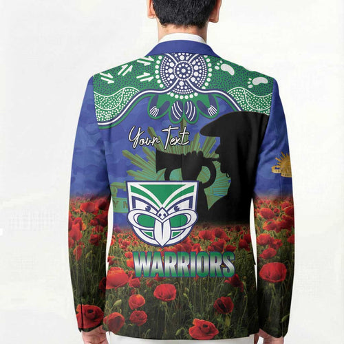 Personalised NZ Warriors Rugby ANZAC Day Blazer Last Post Poppy We Will Remember Them