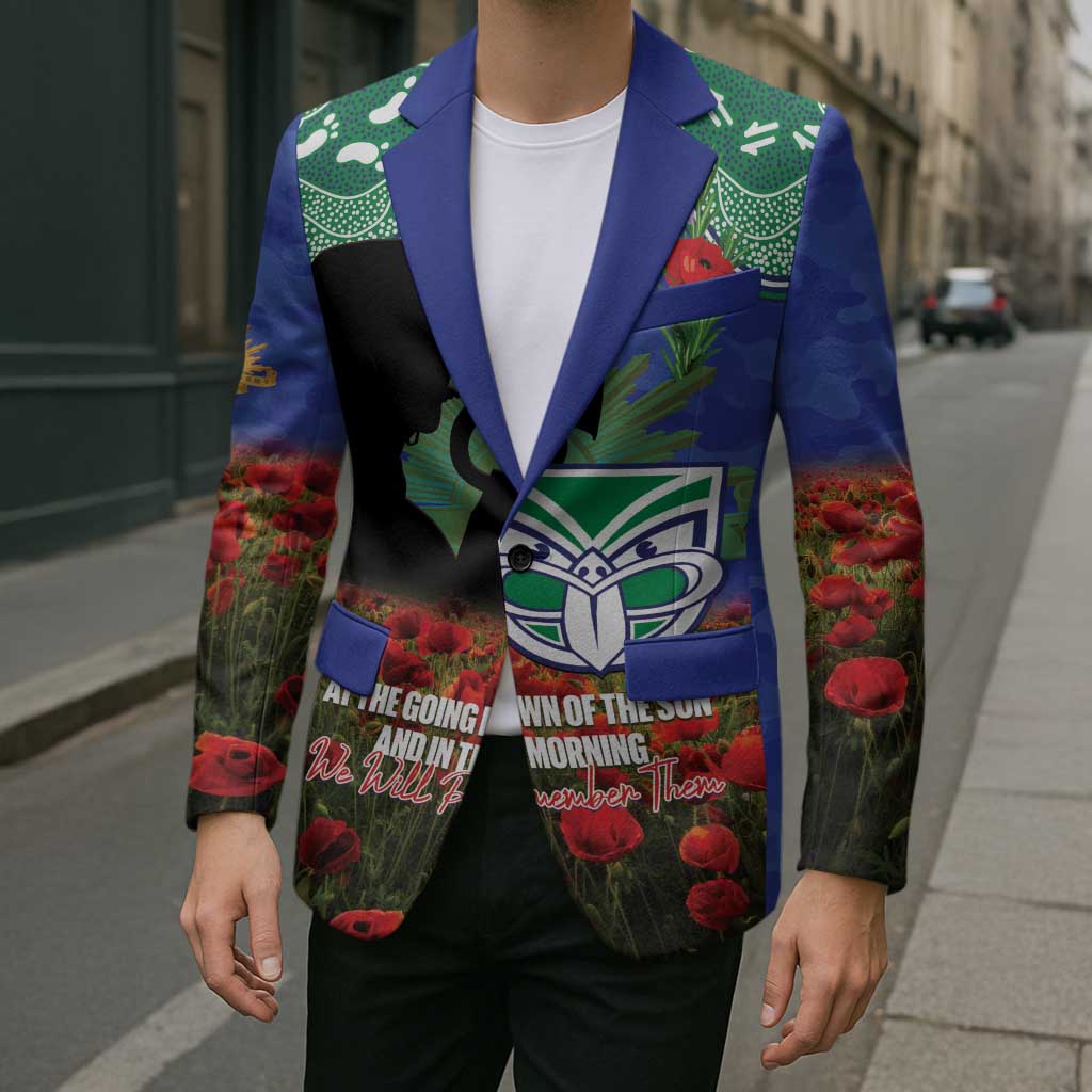 Personalised NZ Warriors Rugby ANZAC Day Blazer Last Post Poppy We Will Remember Them