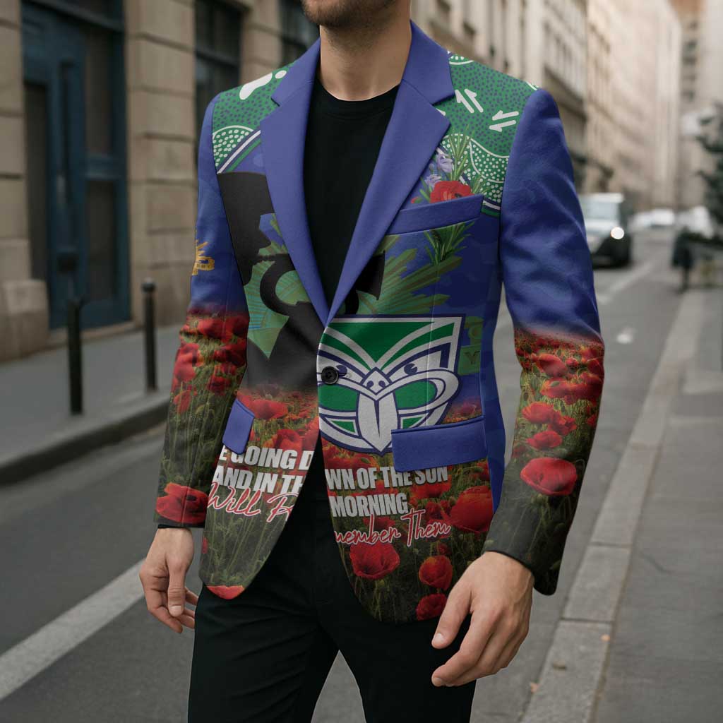 Personalised NZ Warriors Rugby ANZAC Day Blazer Last Post Poppy We Will Remember Them