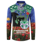 Personalised NZ Warriors Rugby ANZAC Day Button Sweatshirt Last Post Poppy We Will Remember Them