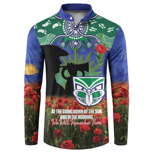 Personalised NZ Warriors Rugby ANZAC Day Button Sweatshirt Last Post Poppy We Will Remember Them