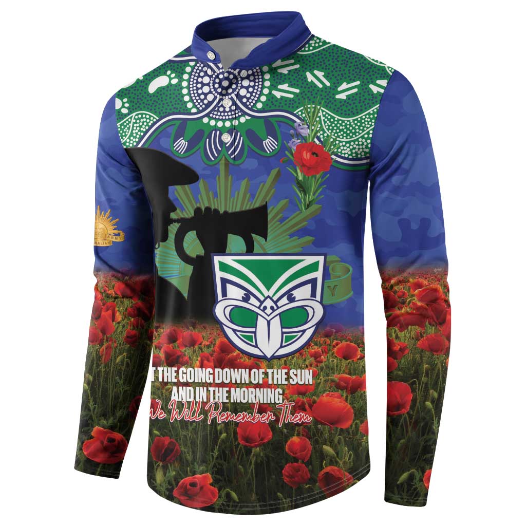 Personalised NZ Warriors Rugby ANZAC Day Button Sweatshirt Last Post Poppy We Will Remember Them