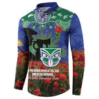 Personalised NZ Warriors Rugby ANZAC Day Button Sweatshirt Last Post Poppy We Will Remember Them
