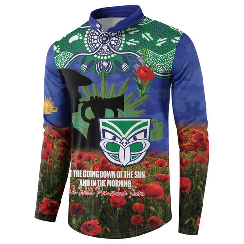 Personalised NZ Warriors Rugby ANZAC Day Button Sweatshirt Last Post Poppy We Will Remember Them